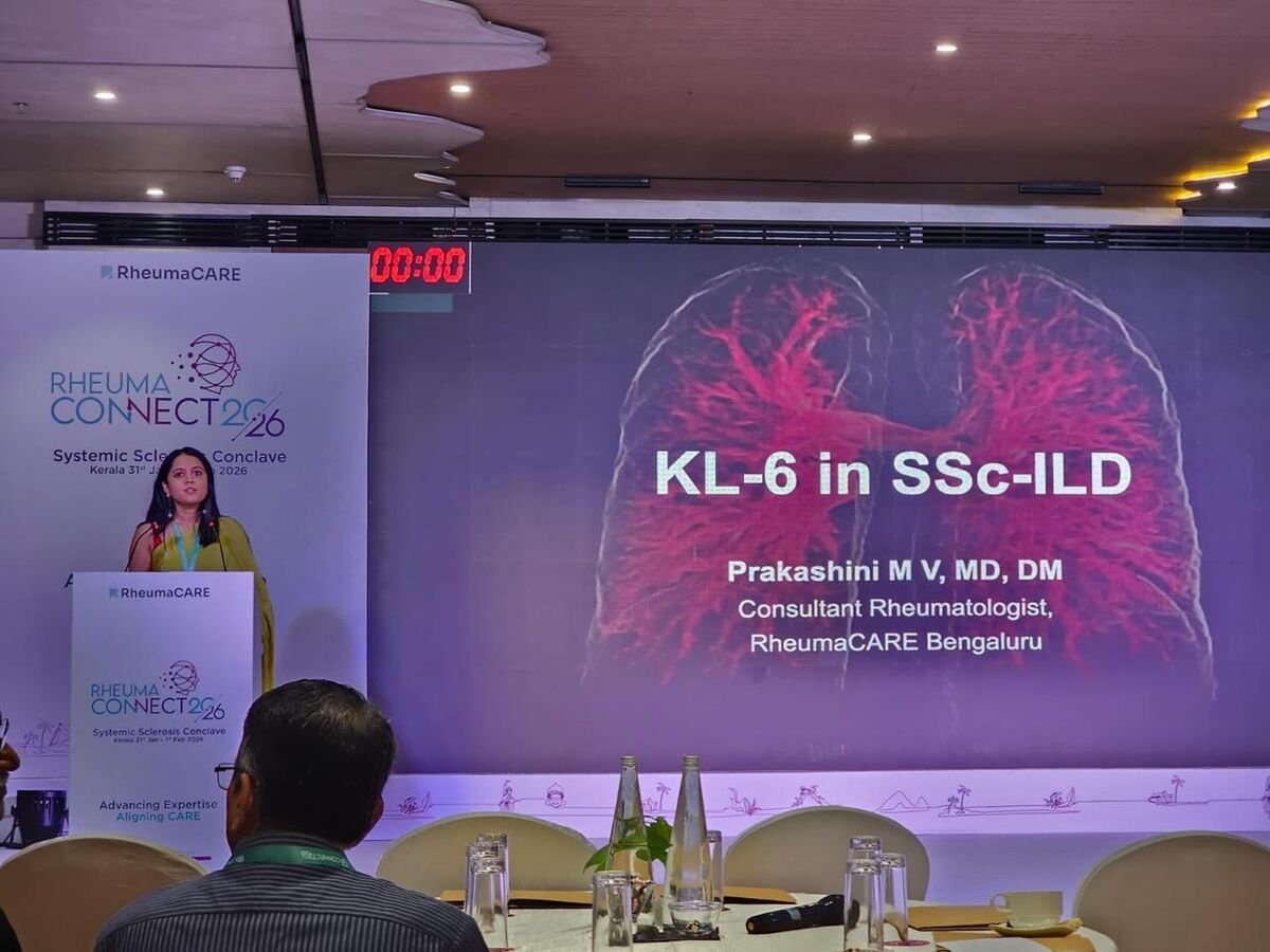 Dr Prakashini lecturing on KL-6 in scleroderma lung disease